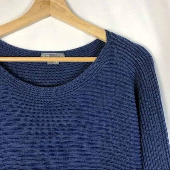 Vince Persian Blue Ribbed Dolman Sleeve Pullover Sweater S - Picture 3 of 3
